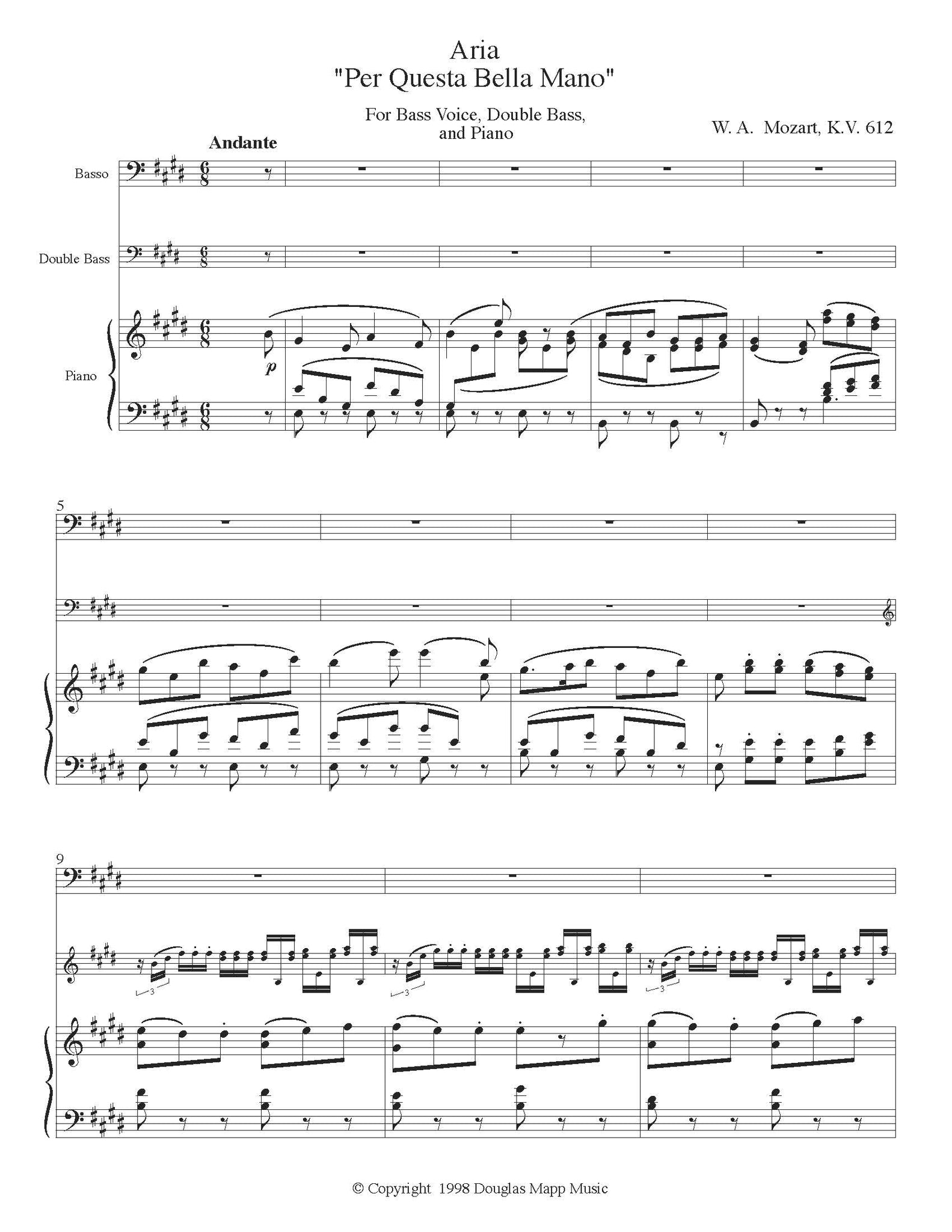 Mozart Per Questa solo tuning page 1