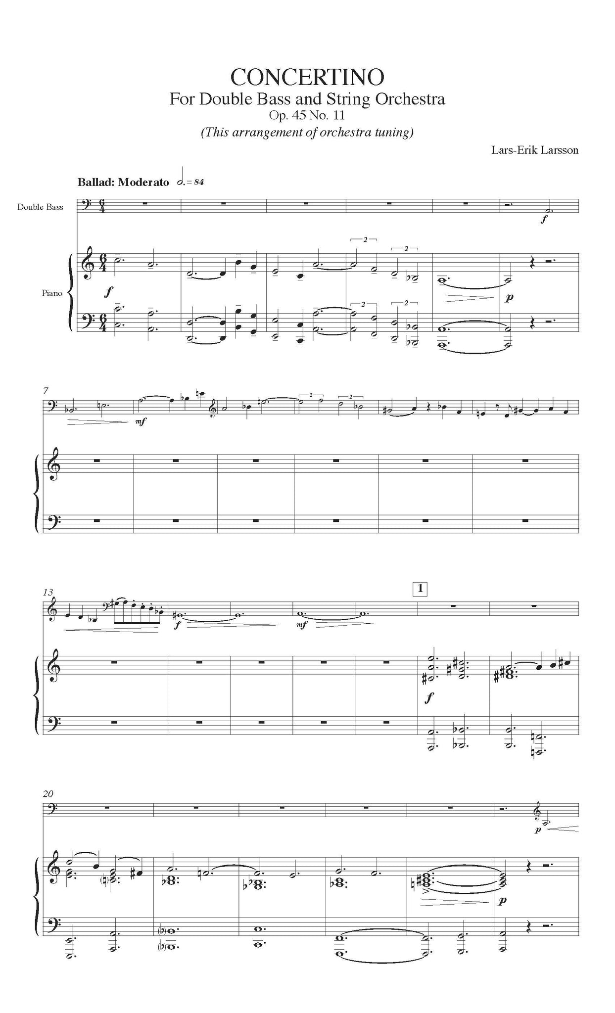 Larsson - Concertino Opus 45 No. 11 Sheet Music