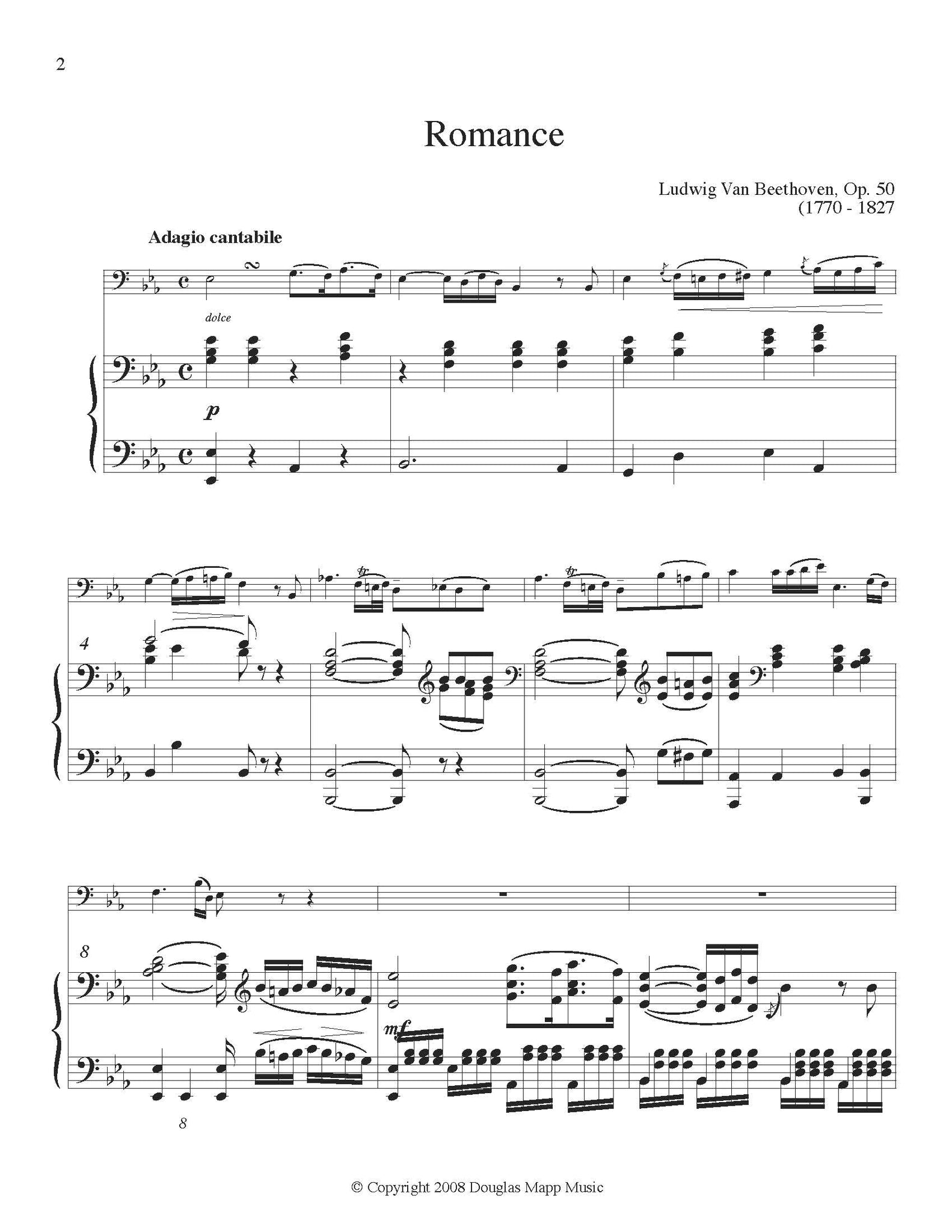 Beethoven Romance Eb Major page 1