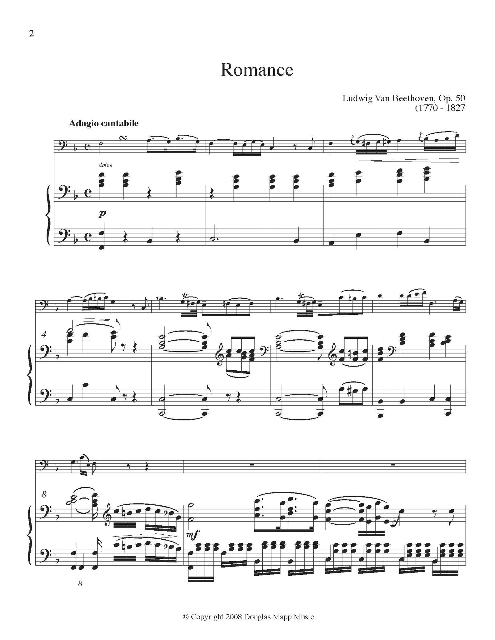 Beethoven Romance F Major page 1