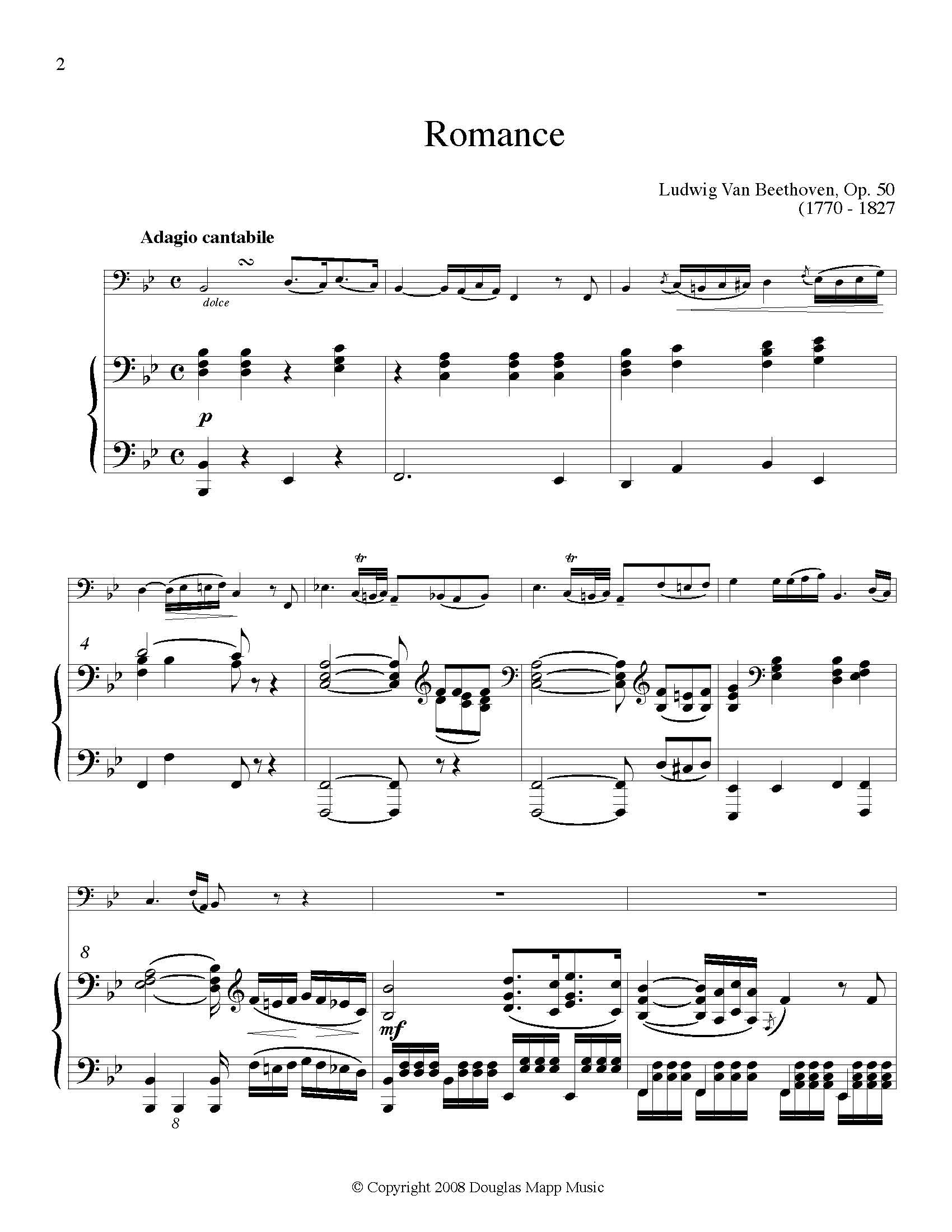 Beethoven - Romance Opus 50 Sheet Music