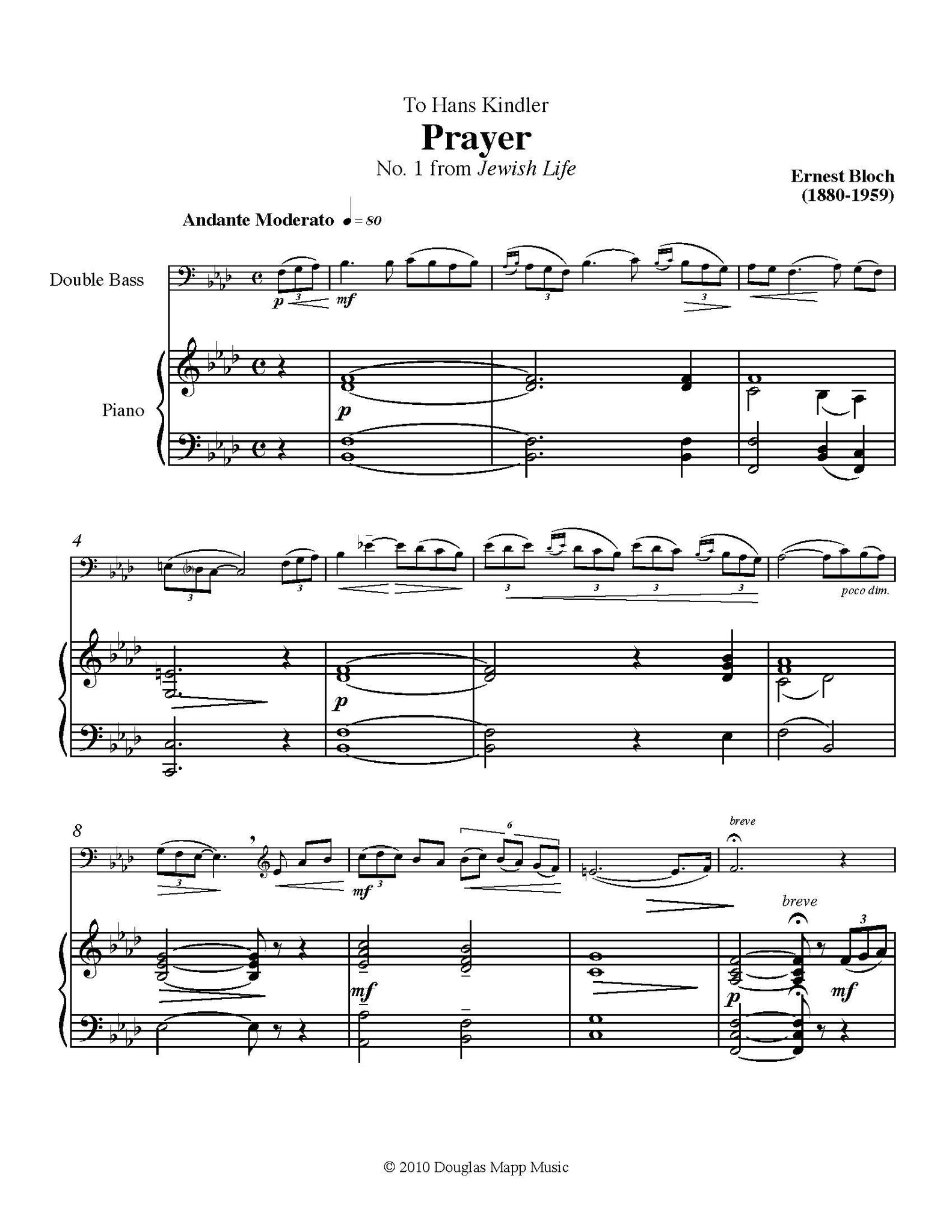 Bloch Prayer f minor orchestra tuning page 1