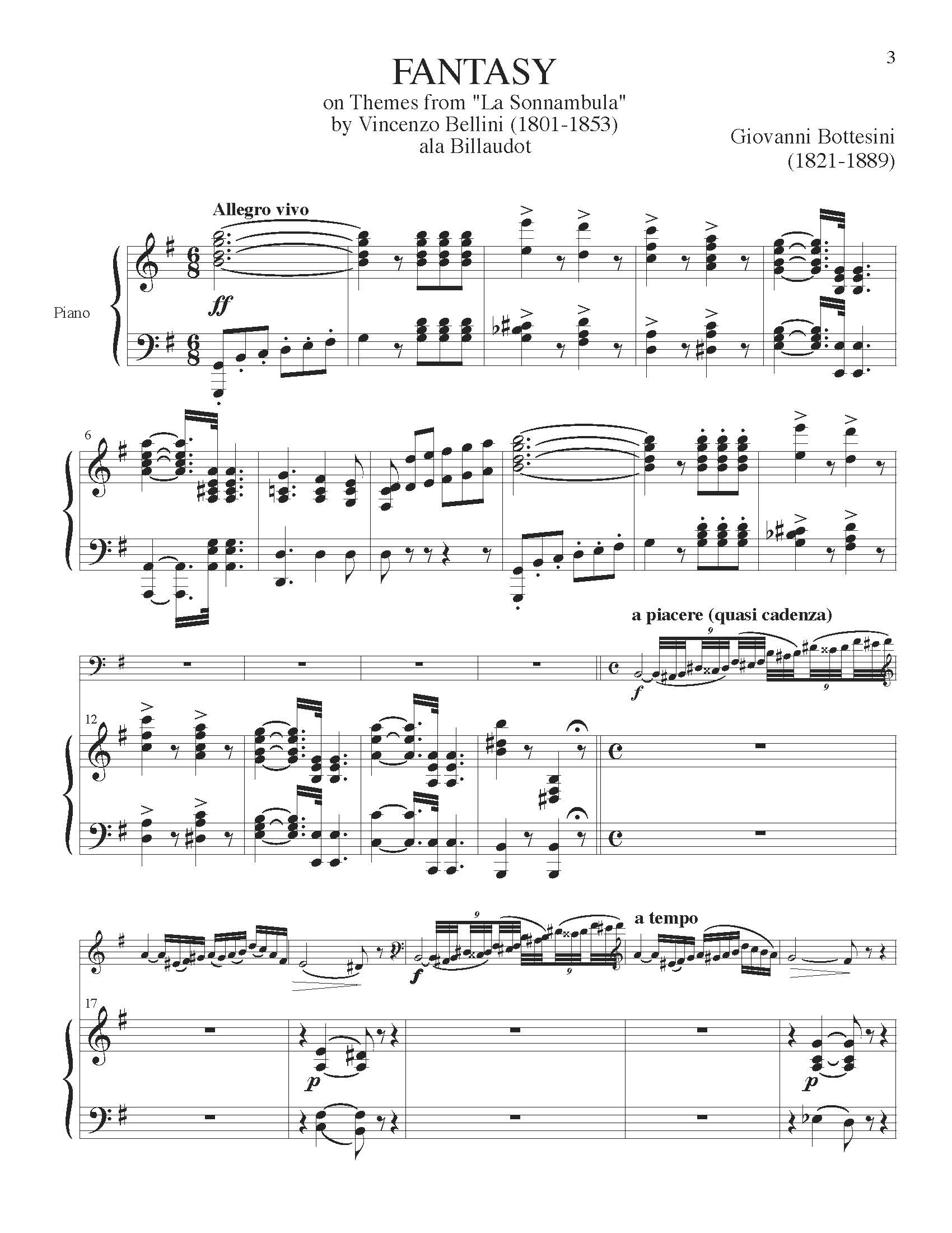 Bottesini - Fantasy La Sonnambula ala Leduc Sheet Music