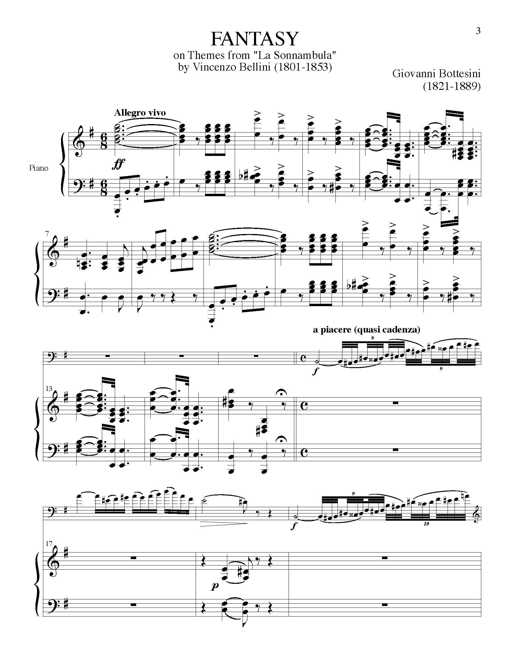 Bottesini - Fantasy La Sonnambula Sheet Music