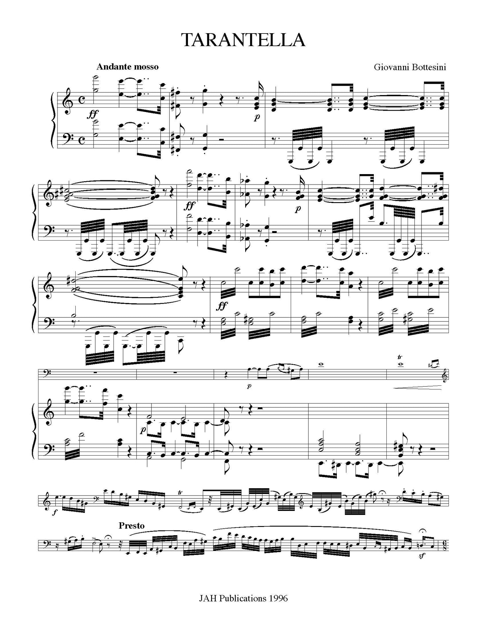 Bottesini Tarantella a minor/A Major solo tuning page 1