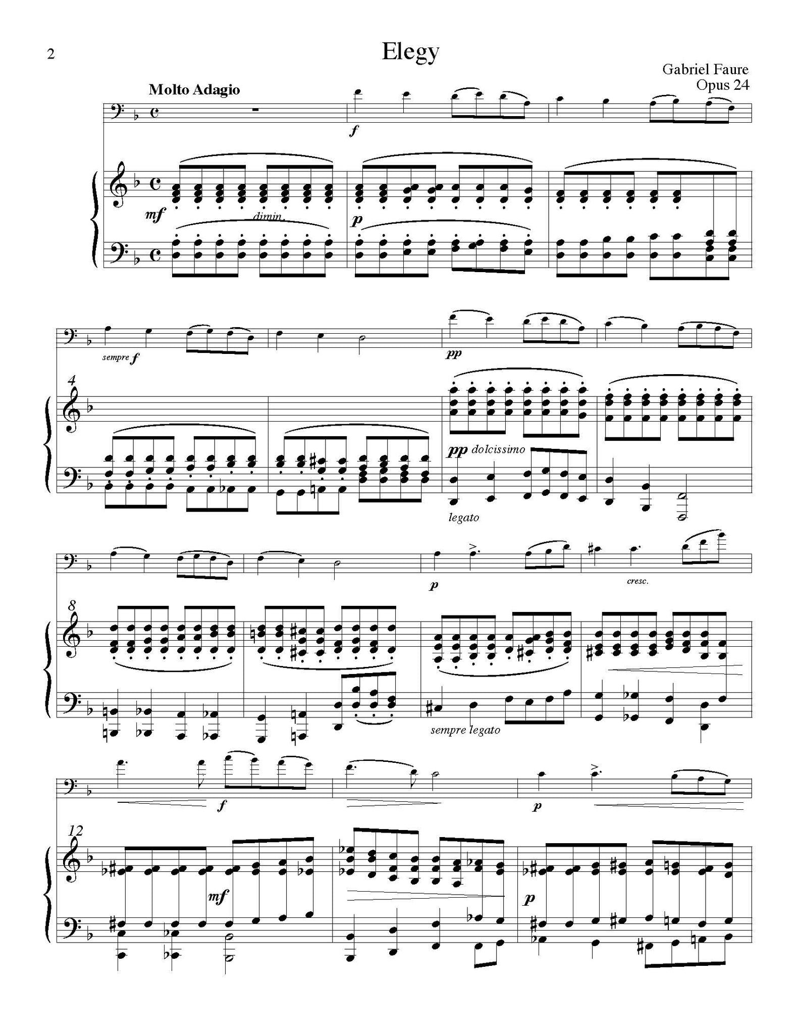 Faure Elegy d minor solo tuning page 1