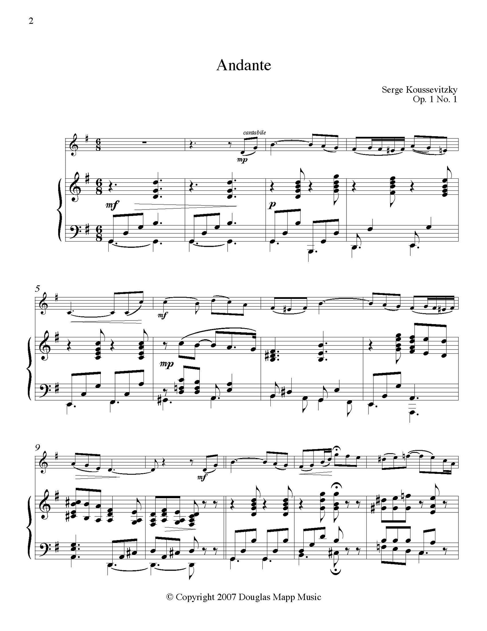 Koussevitzky Andante orchestra tuning page 1