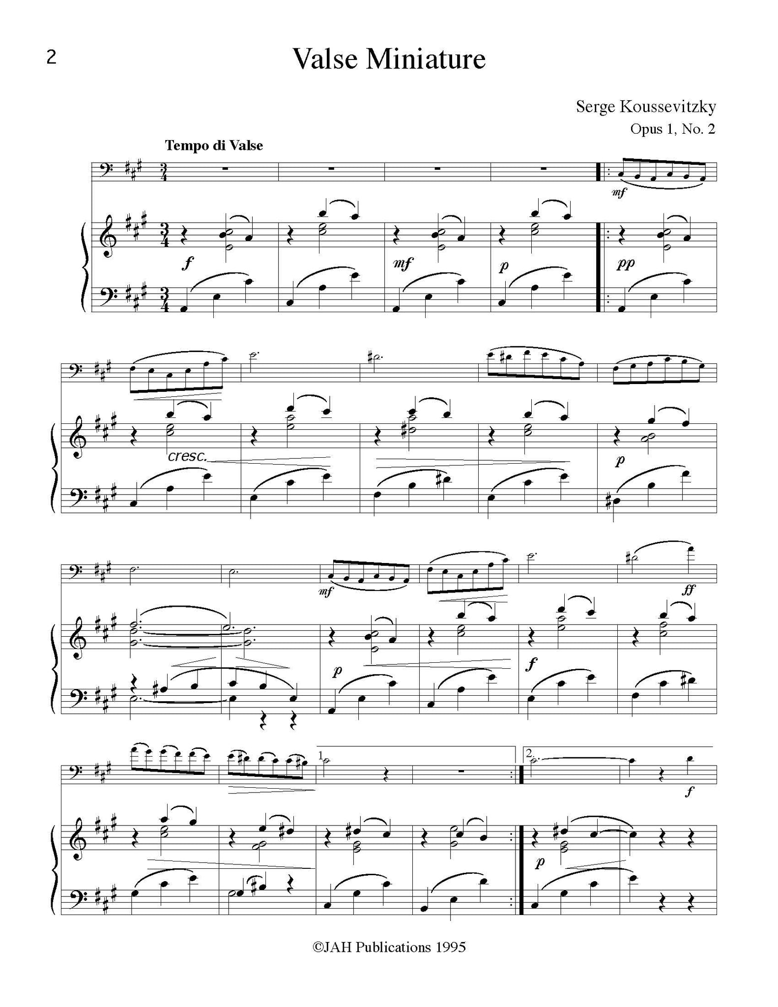 Koussevitzky Valse Miniature solo tuning page 1
