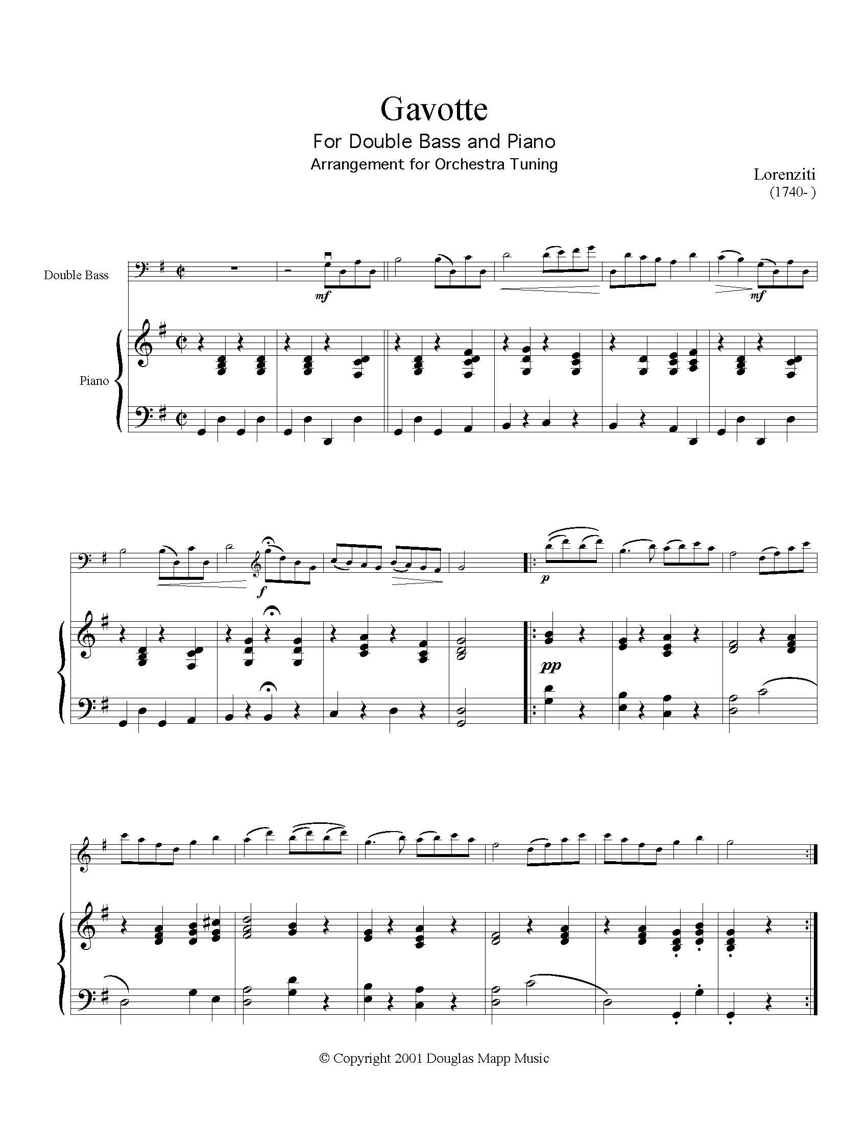 Lorenziti Gavotte Transcription – Douglas Mapp Music