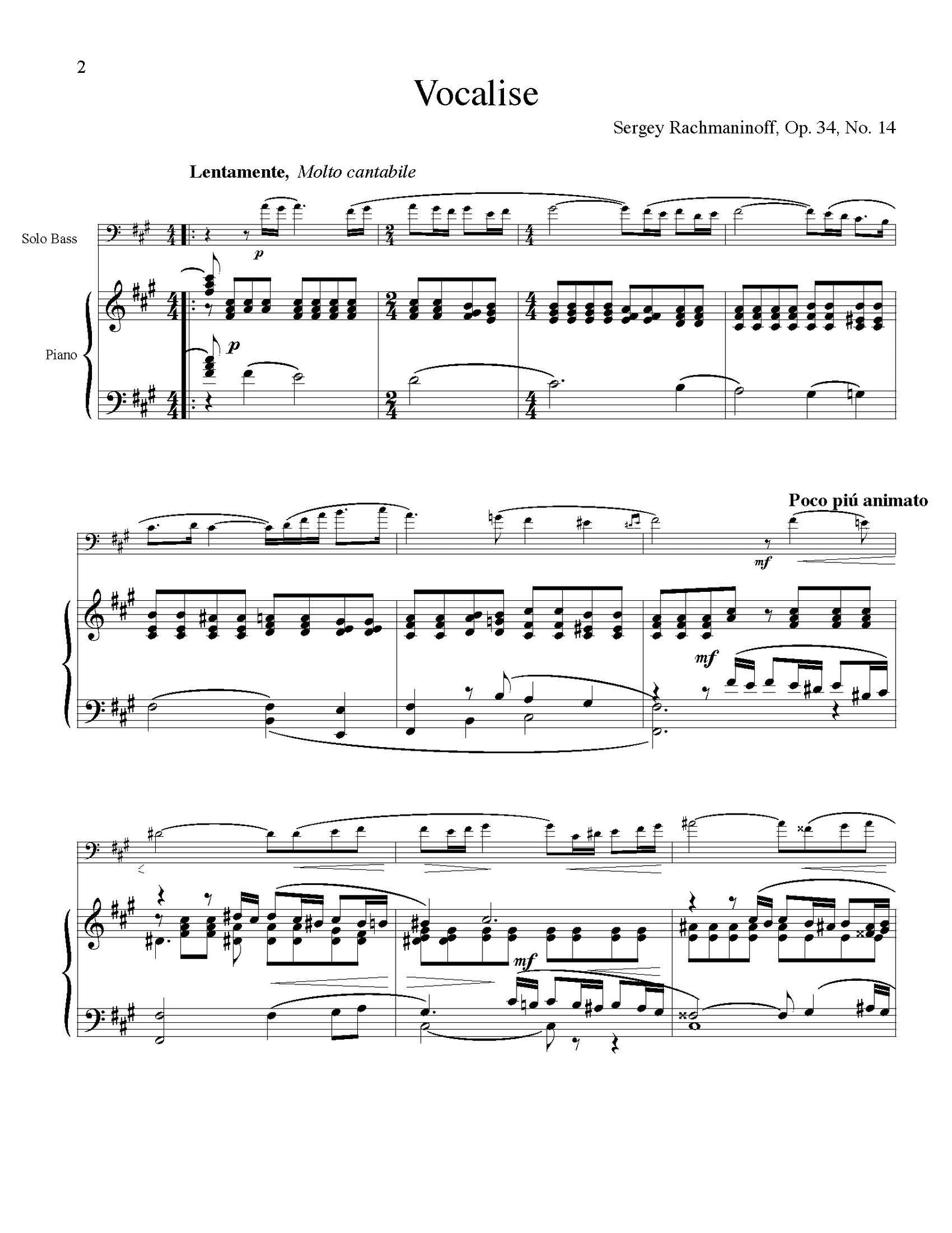 Rachmaninoff Vocalise f# minor solo tuning page 1