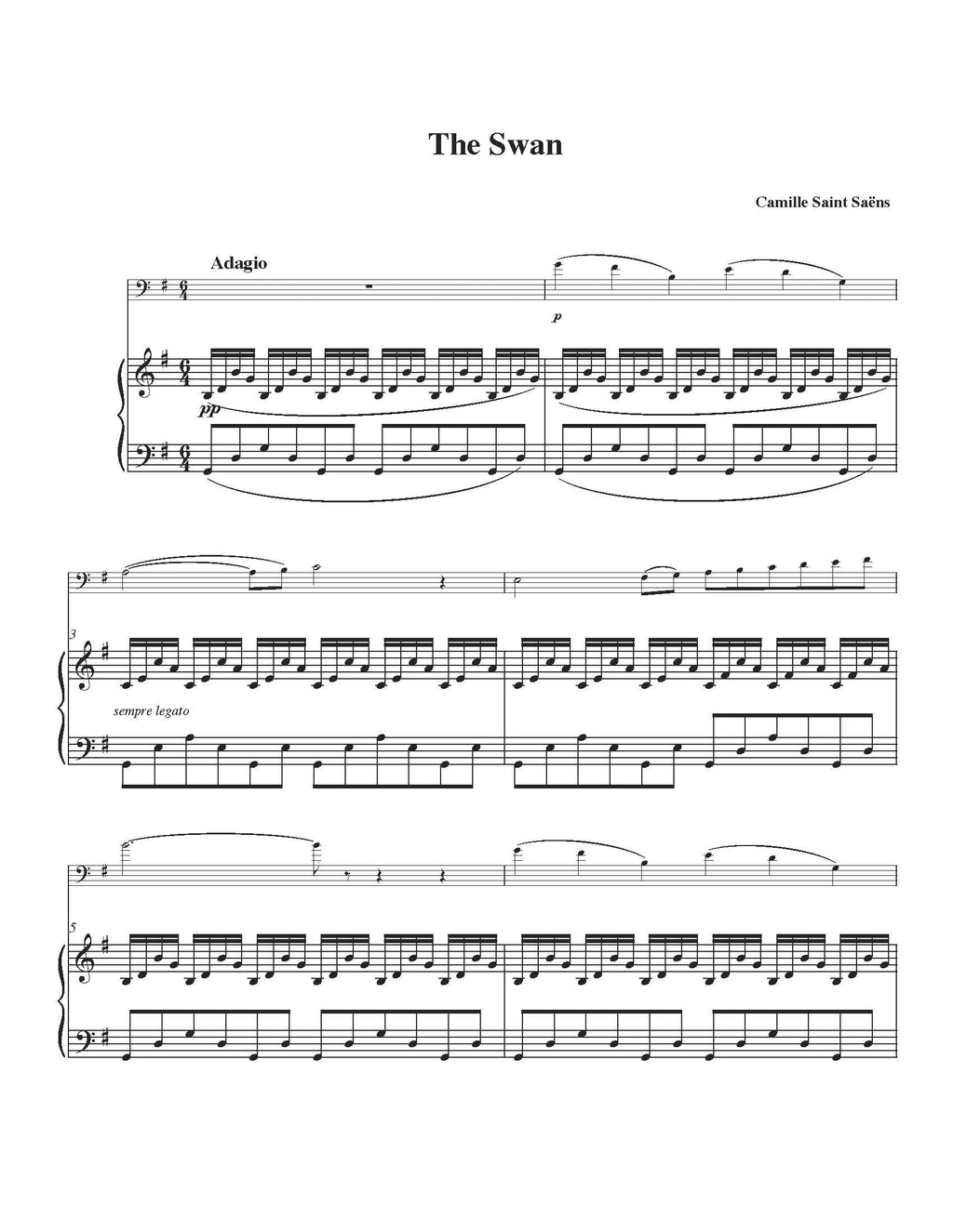 Saint Saëns - The Swan Sheet Music – Douglas Mapp Music